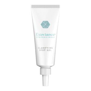 Exuviance Clarifying Spot Gel, Exuviance Professionals skincare, acne spot treatment, blemish control gel, clear skin treatment, oily skin care, acne correction gel, facial spot treatment, breakout control skincare, luxury skincare product, premium acne treatment, smooth skin care, women skincare, healthy glowing skin, advanced skincare treatment, professional skincare products, skin clarifying gel, targeted acne solution, Harvey Prince skincare, spot correction treatment